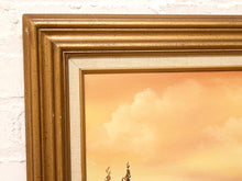 Load image into Gallery viewer, Vintage Mountain Lake Landscape Painting in Warm Autumn Tones
