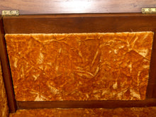 Load image into Gallery viewer, A close-up of a textured, crinkled orange-brown fabric panel mounted on a dark wooden frame.
