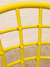 Load image into Gallery viewer, Image 17 of 20: Set of four vintage bright yellow rattan barrel chairs with floral cushions, alternate view 12
