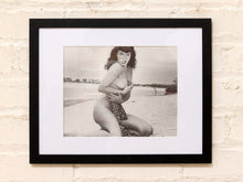 Load image into Gallery viewer, Vintage Betty Page Black and White Leopard Bikini Photograph

