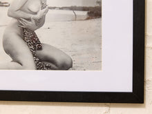 Load image into Gallery viewer, Vintage Betty Page Black and White Leopard Bikini Photograph
