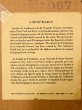 Load image into Gallery viewer, An aged paper authentication certificate from The Collector's Guild, Ltd., featuring black printed text on a yellowed, vintage background with a torn corner.
