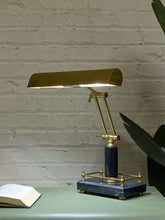 Load image into Gallery viewer, Vintage Brass and Black Adjustable Banker’s Desk Lamp
