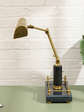 Load image into Gallery viewer, Vintage Brass and Black Adjustable Banker’s Desk Lamp
