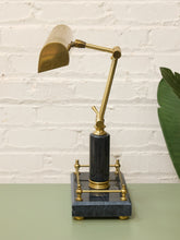 Load image into Gallery viewer, Vintage Brass and Black Adjustable Banker’s Desk Lamp
