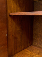 Load image into Gallery viewer, Close-up of a wooden cabinet interior with a medium brown wood shelf and matching wood grain surfaces.

