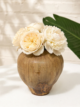 Load image into Gallery viewer, Vintage brown glazed studio pottery vase by Stephen with rounded form and mottled earthy finish
