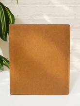 Load image into Gallery viewer, Vintage cognac brown leather journal with textured cover and stitched border
