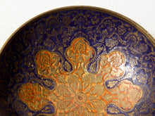 Load image into Gallery viewer, Vintage Blue &amp; Orange Floral Enamel Bowl
