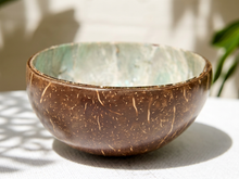 Load image into Gallery viewer, Vintage Coconut Shell Bowl with Iridescent Interior
