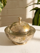 Load image into Gallery viewer, Vintage silverplate covered serving bowl with domed lid, knob handle, and aged patina
