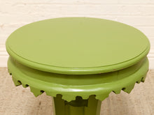 Load image into Gallery viewer, Vintage 1970s Scalloped Round Side Table in Chartreuse Green

