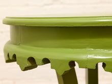 Load image into Gallery viewer, Vintage 1970s Scalloped Round Side Table in Chartreuse Green
