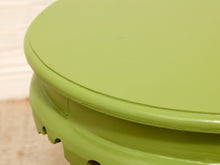 Load image into Gallery viewer, Vintage 1970s Scalloped Round Side Table in Chartreuse Green
