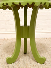 Load image into Gallery viewer, Vintage 1970s Scalloped Round Side Table in Chartreuse Green
