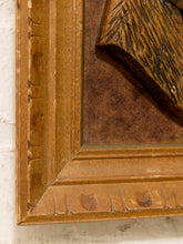 Load image into Gallery viewer, Vintage Scottish Terrier dog profile in raised relief displayed in a carved brown wood frame
