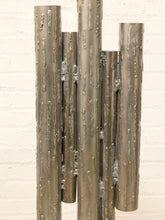 Load image into Gallery viewer, Brutalist welded steel sculpture with vertical tubular pipes of varying heights on a square metal base
