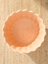 Load image into Gallery viewer, Vintage blush pink glazed ceramic planter with vertical fluting and scalloped wavy rim

