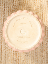 Load image into Gallery viewer, Vintage blush pink glazed ceramic planter with vertical fluting and scalloped wavy rim

