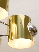 Load image into Gallery viewer, Vintage Brass &amp; Chrome Multi-Light Space Age Chandelier
