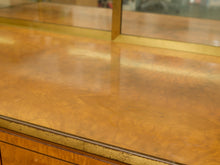 Load image into Gallery viewer, Vintage Burl Wood &amp; Brass Rolling Display Cabinet
