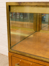 Load image into Gallery viewer, Vintage Burl Wood &amp; Brass Rolling Display Cabinet
