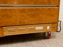 Load image into Gallery viewer, Vintage Burl Wood &amp; Brass Rolling Display Cabinet
