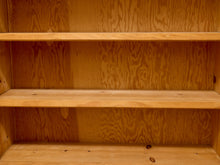 Load image into Gallery viewer, Three empty wooden shelves with a warm honey-toned wood grain finish, shown against a matching wood-paneled background.
