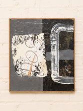 Load image into Gallery viewer, Untitled abstract mixed media artwork by Richard Silva with expressive black, white, gray, and brown forms, gestural lines, and textured surfaces
