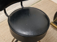 Load image into Gallery viewer, Vintage Tufted Black Bar with Three Swivel Bar Stools
