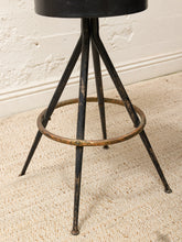 Load image into Gallery viewer, Vintage Tufted Black Bar with Three Swivel Bar Stools
