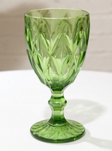 Load image into Gallery viewer, Vintage Jewel-Tone Cut Glass Goblets – Set of 6

