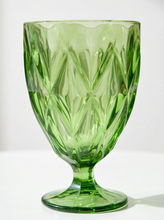 Load image into Gallery viewer, Vintage Jewel-Tone Cut Glass Goblets – Set of 6
