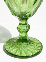 Load image into Gallery viewer, Vintage Jewel-Tone Cut Glass Goblets – Set of 6
