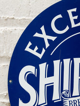 Load image into Gallery viewer, A close-up of a blue and white circular sign with the words 'EXCE.
