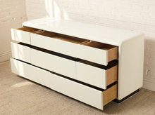 Load image into Gallery viewer, Image 16 of 18: Vintage Postmodern White Lacquer Dresser with Geometric Drawer Fronts
