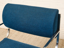 Load image into Gallery viewer, Image 7 of 15: Vintage Blue Upholstered Chrome Dining Armchair
