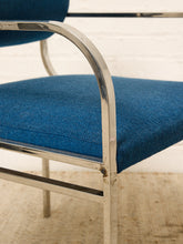 Load image into Gallery viewer, Image 11 of 15: Vintage Blue Upholstered Chrome Dining Armchair

