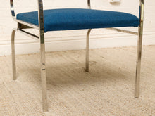 Load image into Gallery viewer, Image 13 of 15: Vintage Blue Upholstered Chrome Dining Armchair
