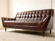 Load image into Gallery viewer, Image 12 of 13: Modern Cognac Brown Tufted Leather Sofa

