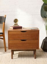 Load image into Gallery viewer, Image 1 of 16: Vintage Mid-Century Modern Walnut Two-Drawer Nightstand
