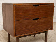 Load image into Gallery viewer, Image 12 of 16: Vintage Mid-Century Modern Walnut Two-Drawer Nightstand
