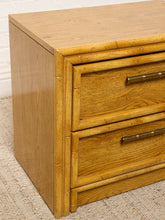 Load image into Gallery viewer, Image 12 of 21: Pair of Vintage Honey Oak Bamboo-Style Nightstands
