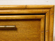 Load image into Gallery viewer, Image 16 of 21: Pair of Vintage Honey Oak Bamboo-Style Nightstands
