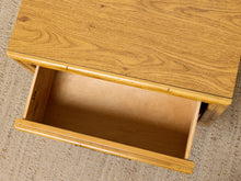 Load image into Gallery viewer, Image 20 of 21: Pair of Vintage Honey Oak Bamboo-Style Nightstands
