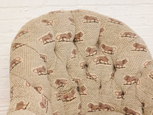 Load image into Gallery viewer, Image 7 of 18: Vintage Lion Print Tufted Barrel Chair with Ruffled Skirt
