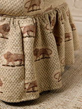 Load image into Gallery viewer, Image 14 of 18: Vintage Lion Print Tufted Barrel Chair with Ruffled Skirt
