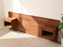 Load image into Gallery viewer, Image 5 of 22: Vintage Danish Modern Teak Queen or King Headboard with Adjustable Nightstands
