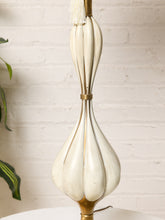 Load image into Gallery viewer, Image 13 of 19: Mid-Century Sculptural Brass &amp; Ivory Table Lamp with Blue Shade
