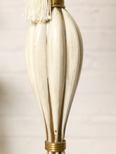 Load image into Gallery viewer, Image 15 of 19: Mid-Century Sculptural Brass &amp; Ivory Table Lamp with Blue Shade
